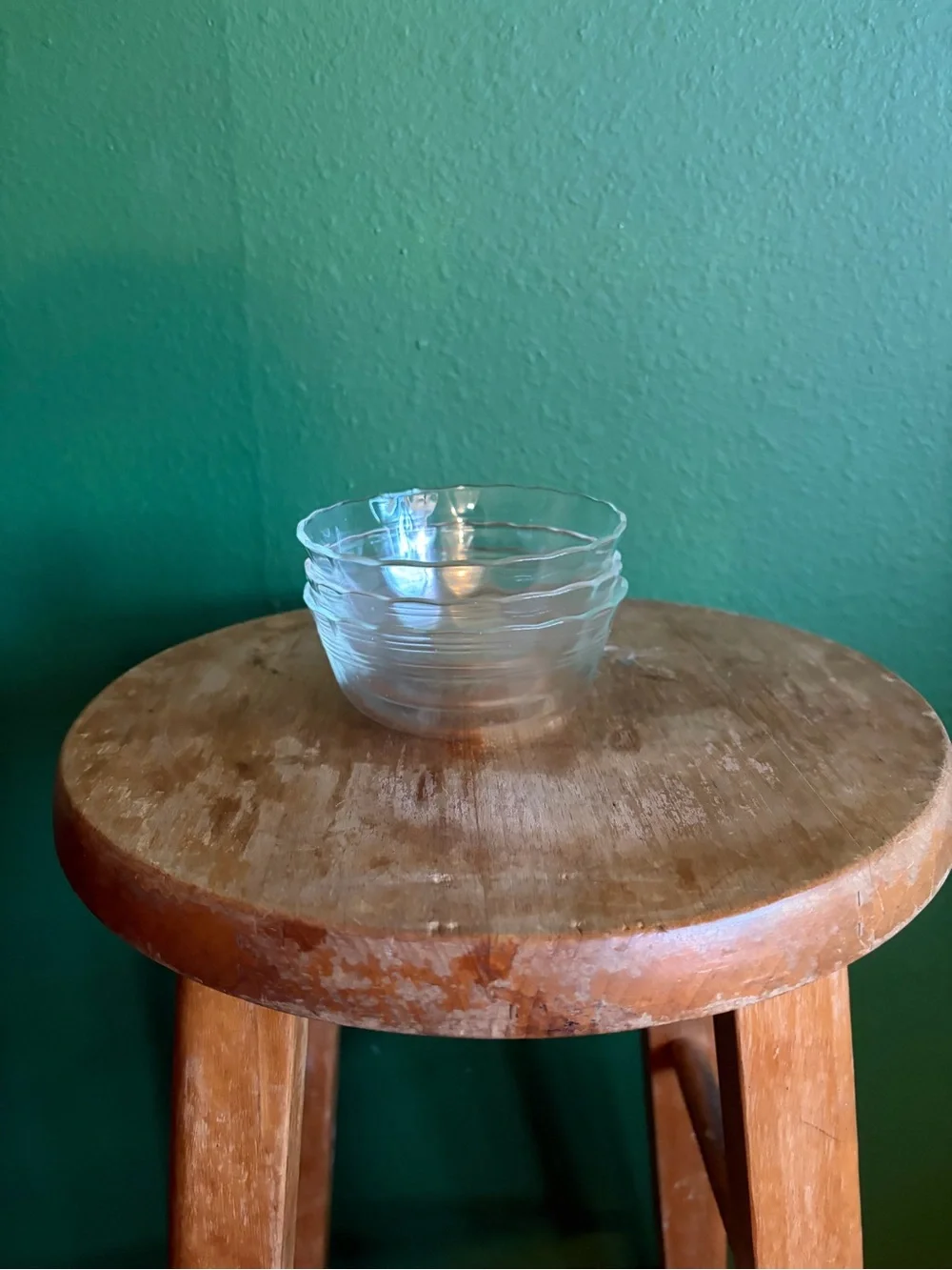 Vintage Pyrex Stacking Clear Glass Custard Cups with Scalloped Edges, set of 3